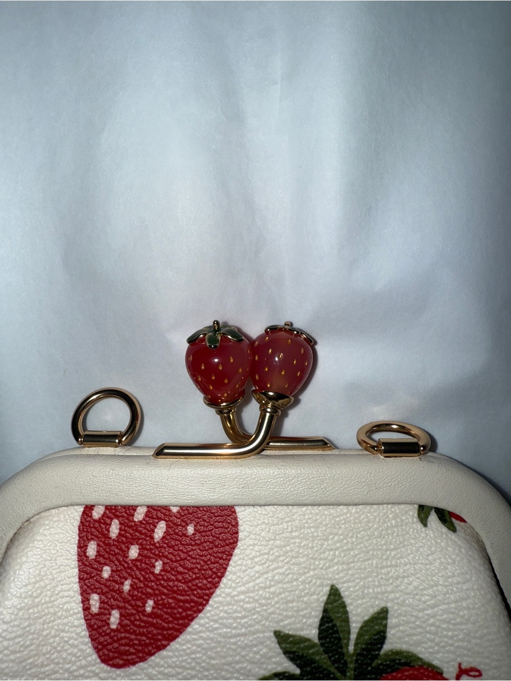 COACH Strawberry Kiss-Lock Coin Purse with Chain - Picture 6 of 6